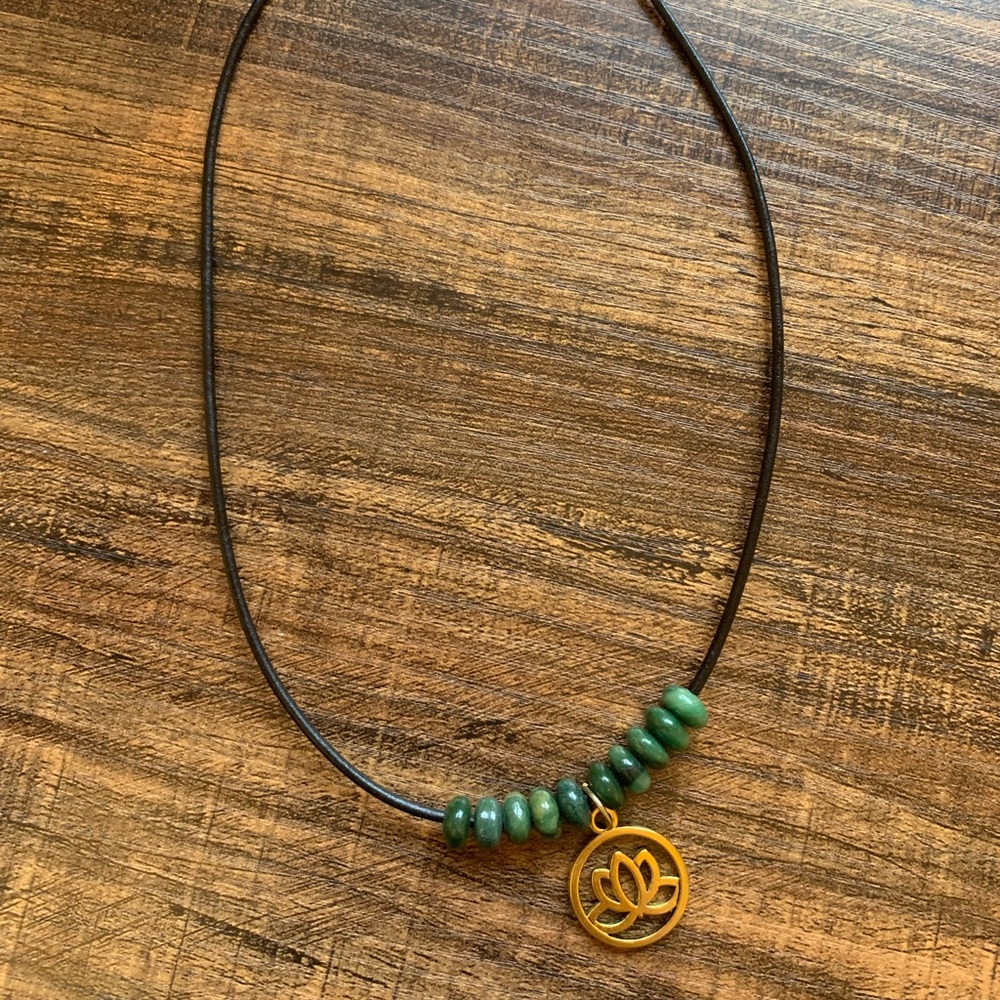 West African Jade beaded lotus necklace